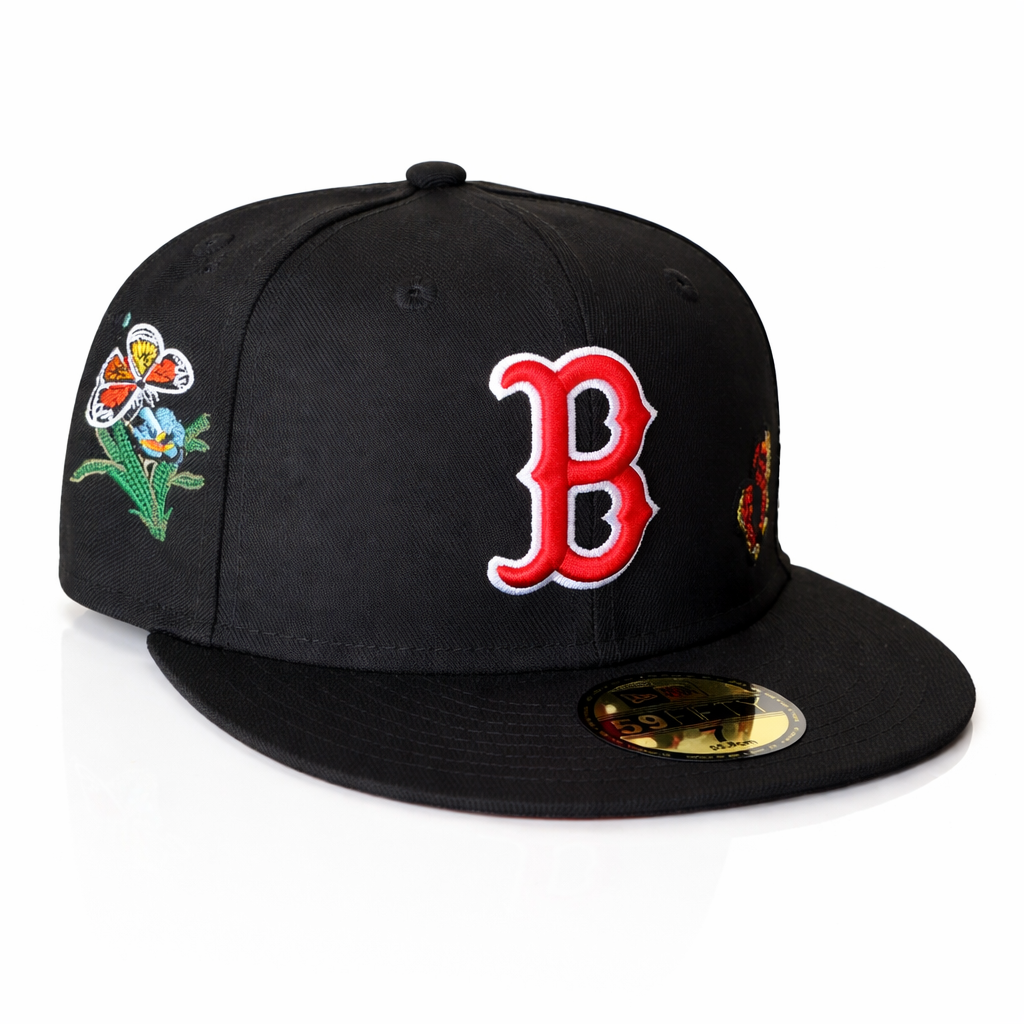 Boston Red Sox Black Red Floral Patch